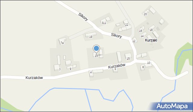 Jabłonka, Kurzaków, 13, mapa Jabłonka