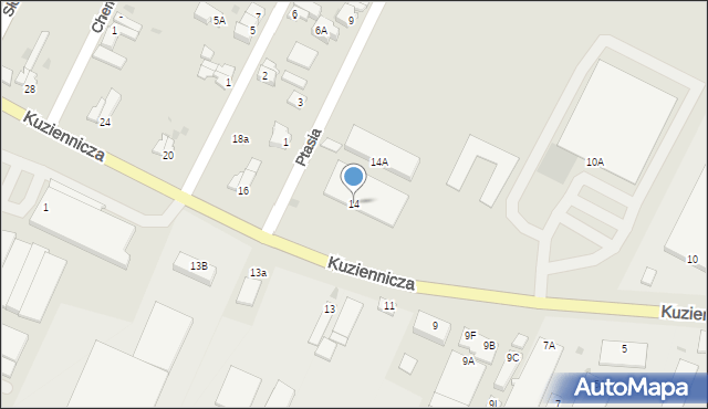 Jawor, Kuziennicza, 14, mapa Jawor