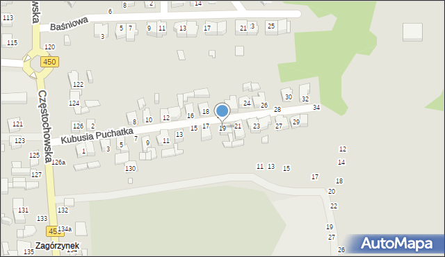 Kalisz, Kubusia Puchatka, 19, mapa Kalisza