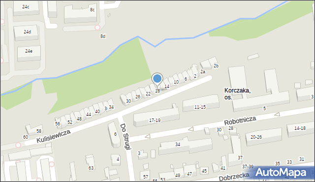 Kalisz, Kulisiewicza Tadeusza, 18, mapa Kalisza