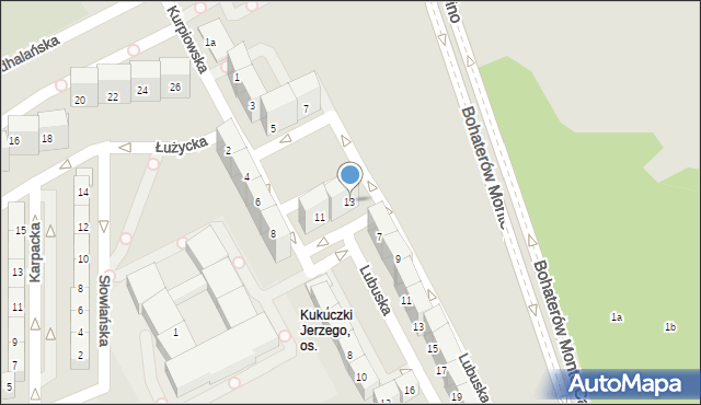 Katowice, Kurpiowska, 13, mapa Katowic