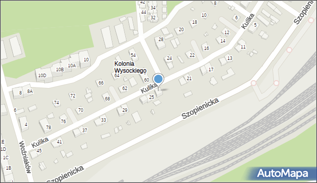 Katowice, Kulika Teodora, 25A, mapa Katowic
