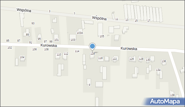 Końskowola, Kurowska, 116, mapa Końskowola