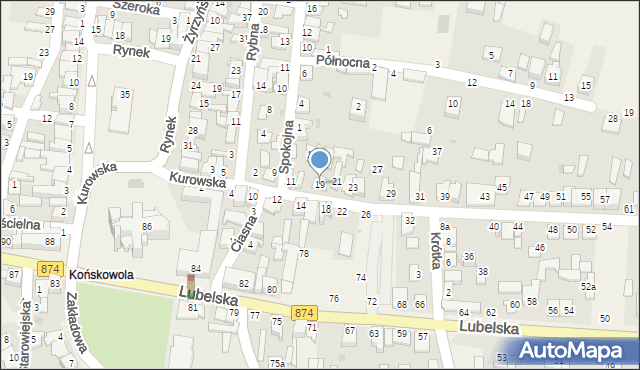 Końskowola, Kurowska, 19, mapa Końskowola