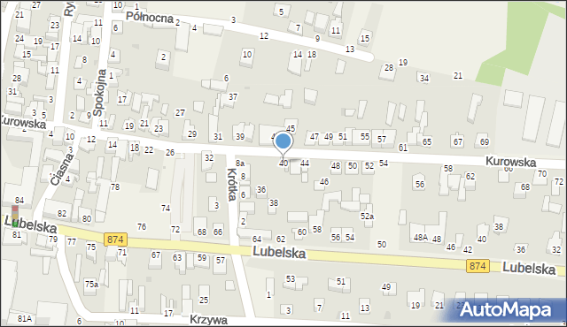 Końskowola, Kurowska, 40, mapa Końskowola