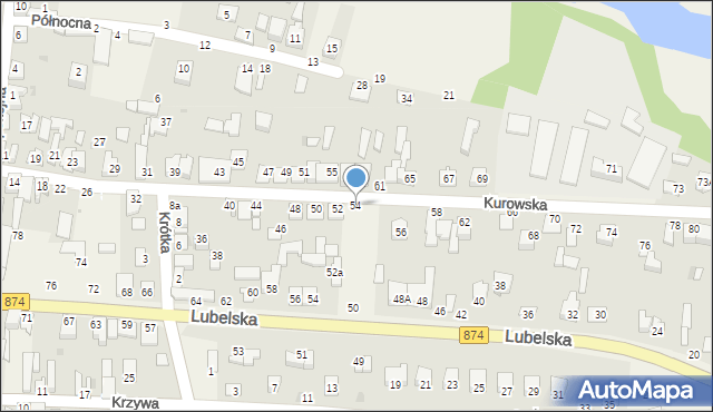 Końskowola, Kurowska, 54, mapa Końskowola