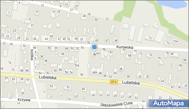 Końskowola, Kurowska, 56, mapa Końskowola