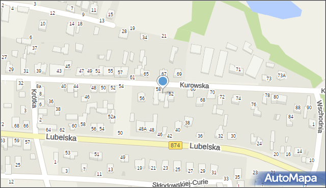 Końskowola, Kurowska, 60, mapa Końskowola