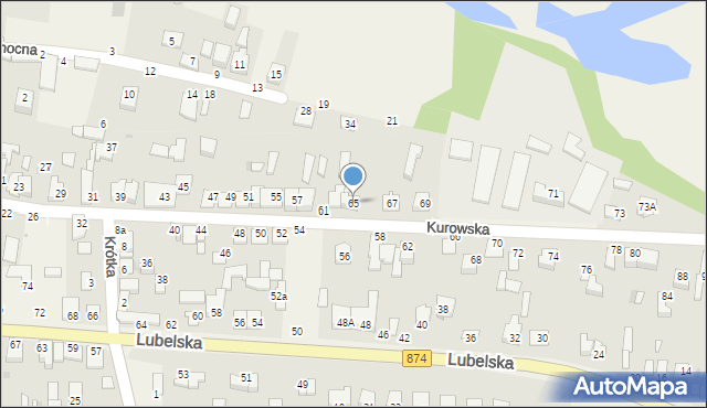 Końskowola, Kurowska, 65, mapa Końskowola