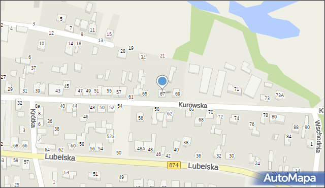 Końskowola, Kurowska, 67, mapa Końskowola