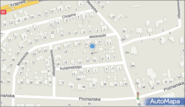 Kostrzyn, Kurpińskiego Karola, 8a, mapa Kostrzyn