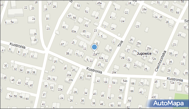 Kraków, Kustronia Józefa, 11a, mapa Krakowa