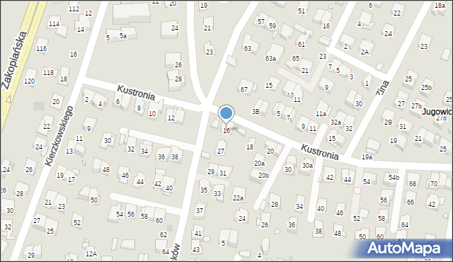Kraków, Kustronia Józefa, 16, mapa Krakowa