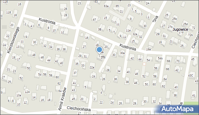 Kraków, Kustronia Józefa, 20c, mapa Krakowa
