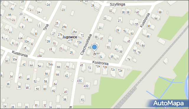 Kraków, Kustronia Józefa, 29, mapa Krakowa