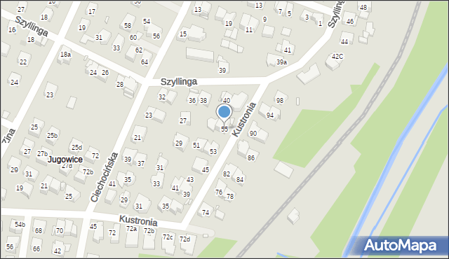 Kraków, Kustronia Józefa, 55, mapa Krakowa