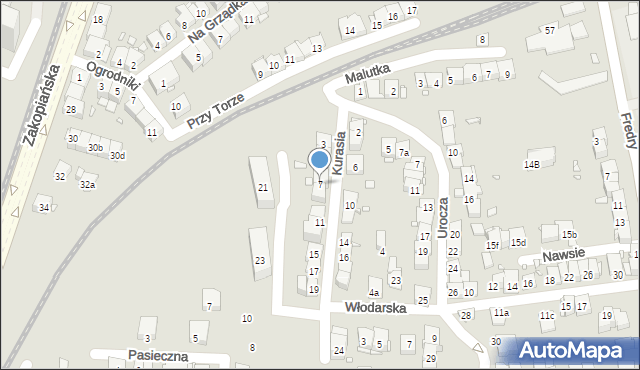 Kraków, Kurasia Ferdynanda, 7, mapa Krakowa