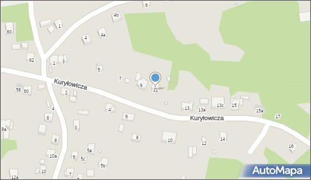 Kraków, Kuryłowicza Jerzego, 11, mapa Krakowa