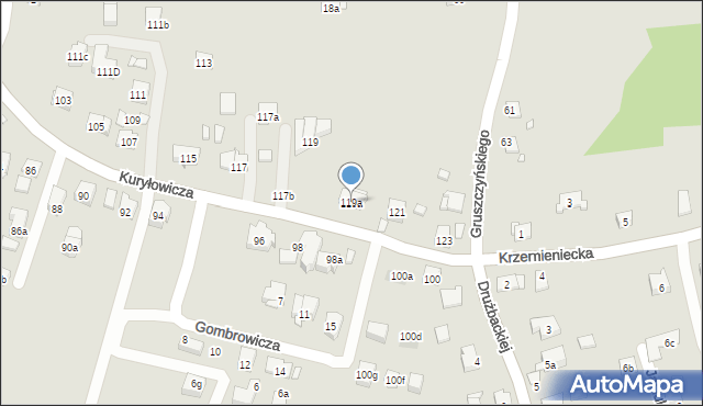 Kraków, Kuryłowicza Jerzego, 119a, mapa Krakowa