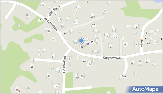 Kraków, Kuryłowicza Jerzego, 31, mapa Krakowa