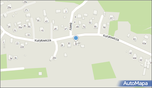 Kraków, Kuryłowicza Jerzego, 32, mapa Krakowa