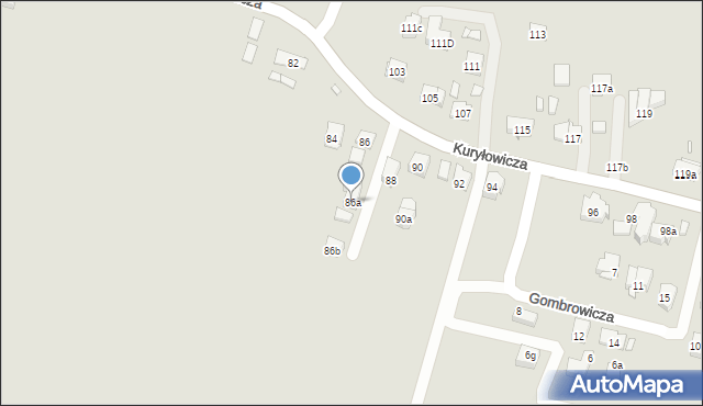 Kraków, Kuryłowicza Jerzego, 86a, mapa Krakowa