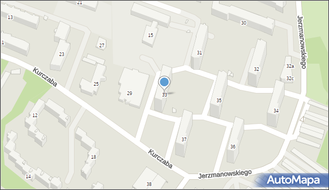 Kraków, Kurczaba Jana, 33, mapa Krakowa