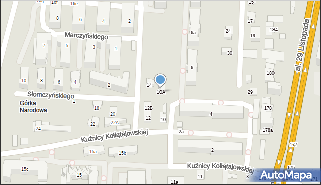 Kraków, Kuźnicy Kołłątajowskiej, 10A, mapa Krakowa