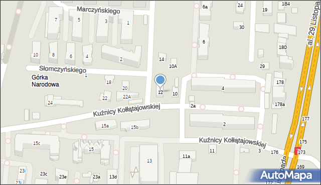 Kraków, Kuźnicy Kołłątajowskiej, 12, mapa Krakowa
