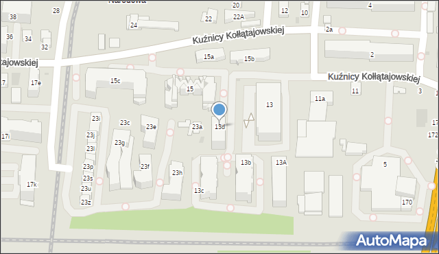 Kraków, Kuźnicy Kołłątajowskiej, 13d, mapa Krakowa