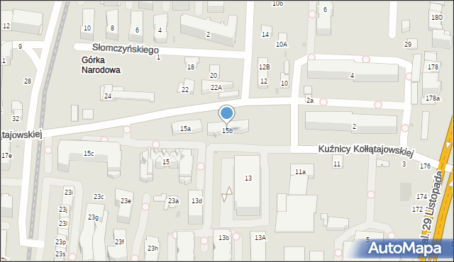 Kraków, Kuźnicy Kołłątajowskiej, 15b, mapa Krakowa