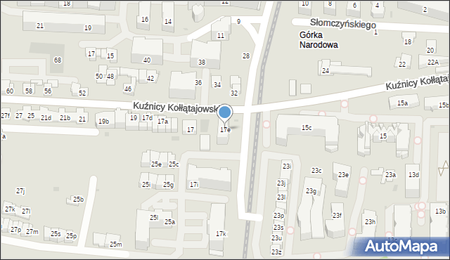 Kraków, Kuźnicy Kołłątajowskiej, 17e, mapa Krakowa