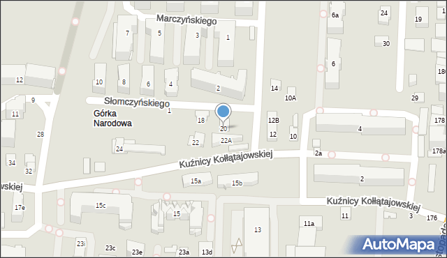 Kraków, Kuźnicy Kołłątajowskiej, 20, mapa Krakowa
