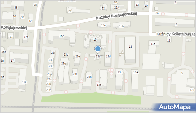 Kraków, Kuźnicy Kołłątajowskiej, 23a, mapa Krakowa