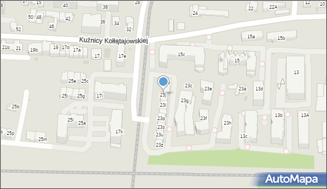 Kraków, Kuźnicy Kołłątajowskiej, 23j, mapa Krakowa