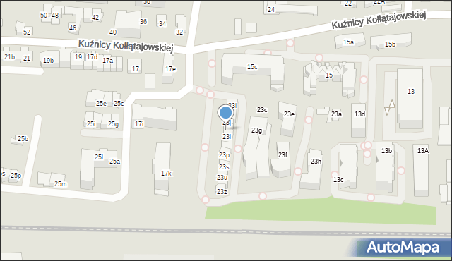 Kraków, Kuźnicy Kołłątajowskiej, 23k, mapa Krakowa