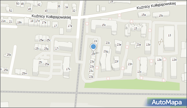 Kraków, Kuźnicy Kołłątajowskiej, 23l, mapa Krakowa