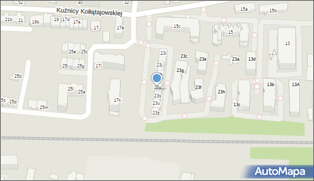 Kraków, Kuźnicy Kołłątajowskiej, 23r, mapa Krakowa