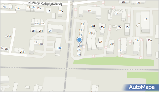 Kraków, Kuźnicy Kołłątajowskiej, 23s, mapa Krakowa