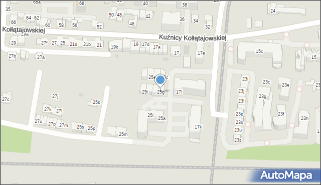 Kraków, Kuźnicy Kołłątajowskiej, 25g, mapa Krakowa