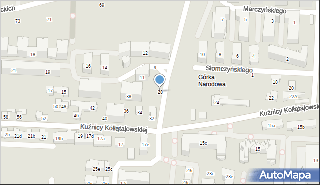 Kraków, Kuźnicy Kołłątajowskiej, 28, mapa Krakowa