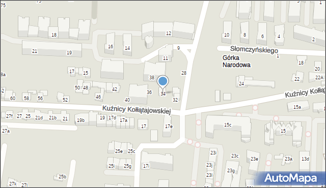 Kraków, Kuźnicy Kołłątajowskiej, 34, mapa Krakowa