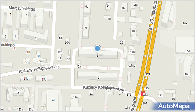 Kraków, Kuźnicy Kołłątajowskiej, 4, mapa Krakowa