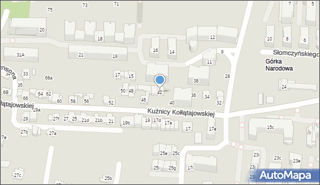 Kraków, Kuźnicy Kołłątajowskiej, 42, mapa Krakowa