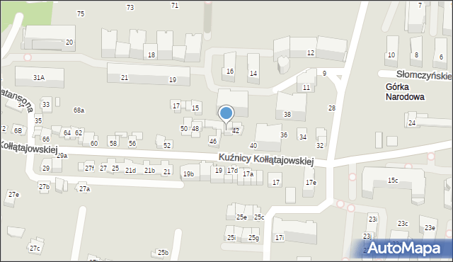 Kraków, Kuźnicy Kołłątajowskiej, 44, mapa Krakowa