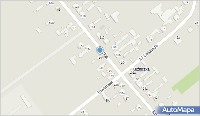 Krzepice, Kuźniczka, 49, mapa Krzepice