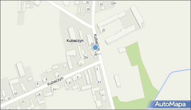 Kubaczyn, Kubaczyn, 25, mapa Kubaczyn