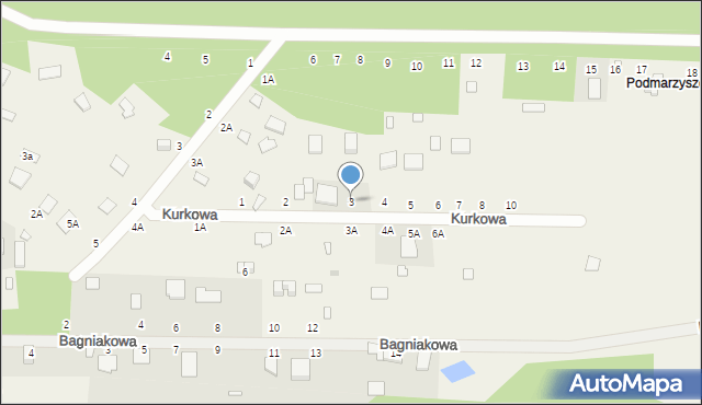 Kuby-Młyny, Kurkowa, 3, mapa Kuby-Młyny