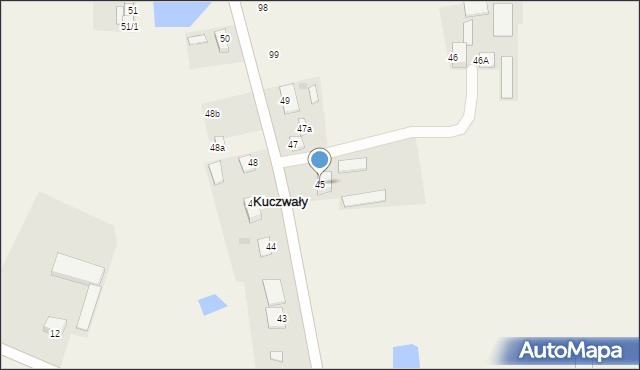 Kuczwały, Kuczwały, 45, mapa Kuczwały