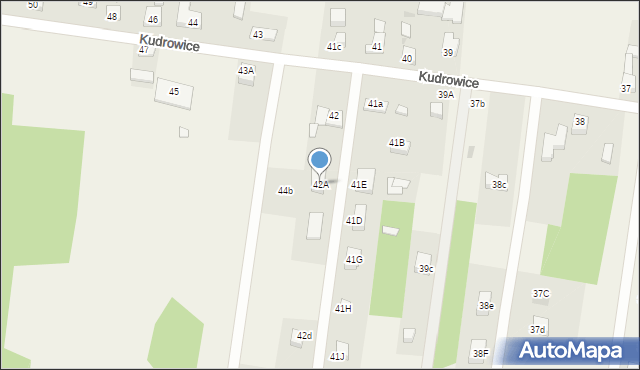 Kudrowice, Kudrowice, 42A, mapa Kudrowice